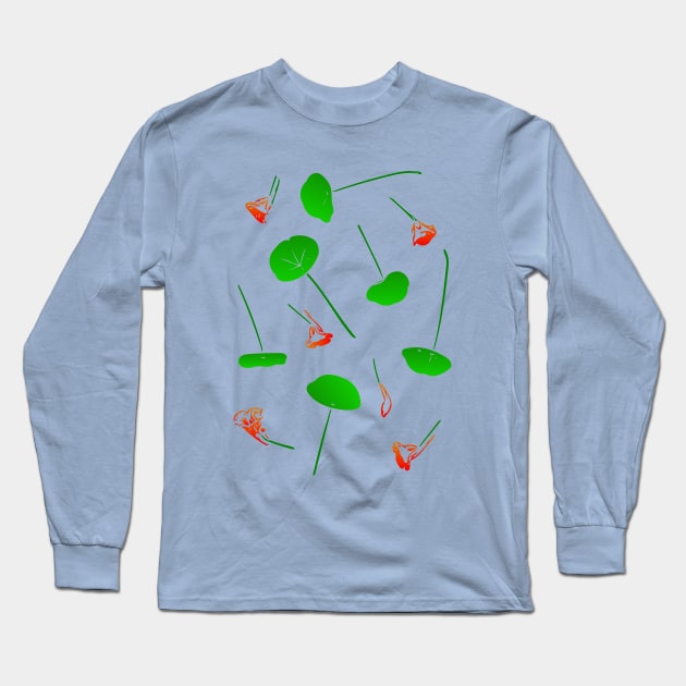 Nasturtium Flower Floral Pattern Long Sleeve T-Shirt by Davey's Designs